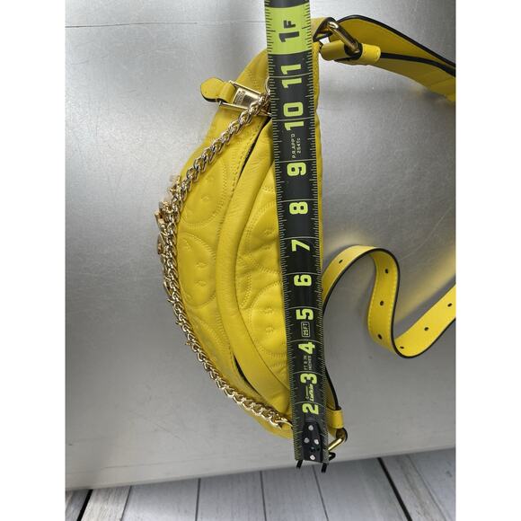 MOSCHINO Yellow Smiley Face Leather Waist Bag Bum Bag Metal Logo RARE NWOT - Picture 9 of 10